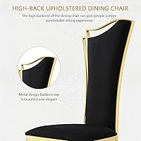 Vista 10 de ACEDÉCOR Juego de 4 sillas de comedor de terciopelo, sillas de cocina tapizadas de lujo negras con respaldo alto aerodinámico, modernas y hermosas