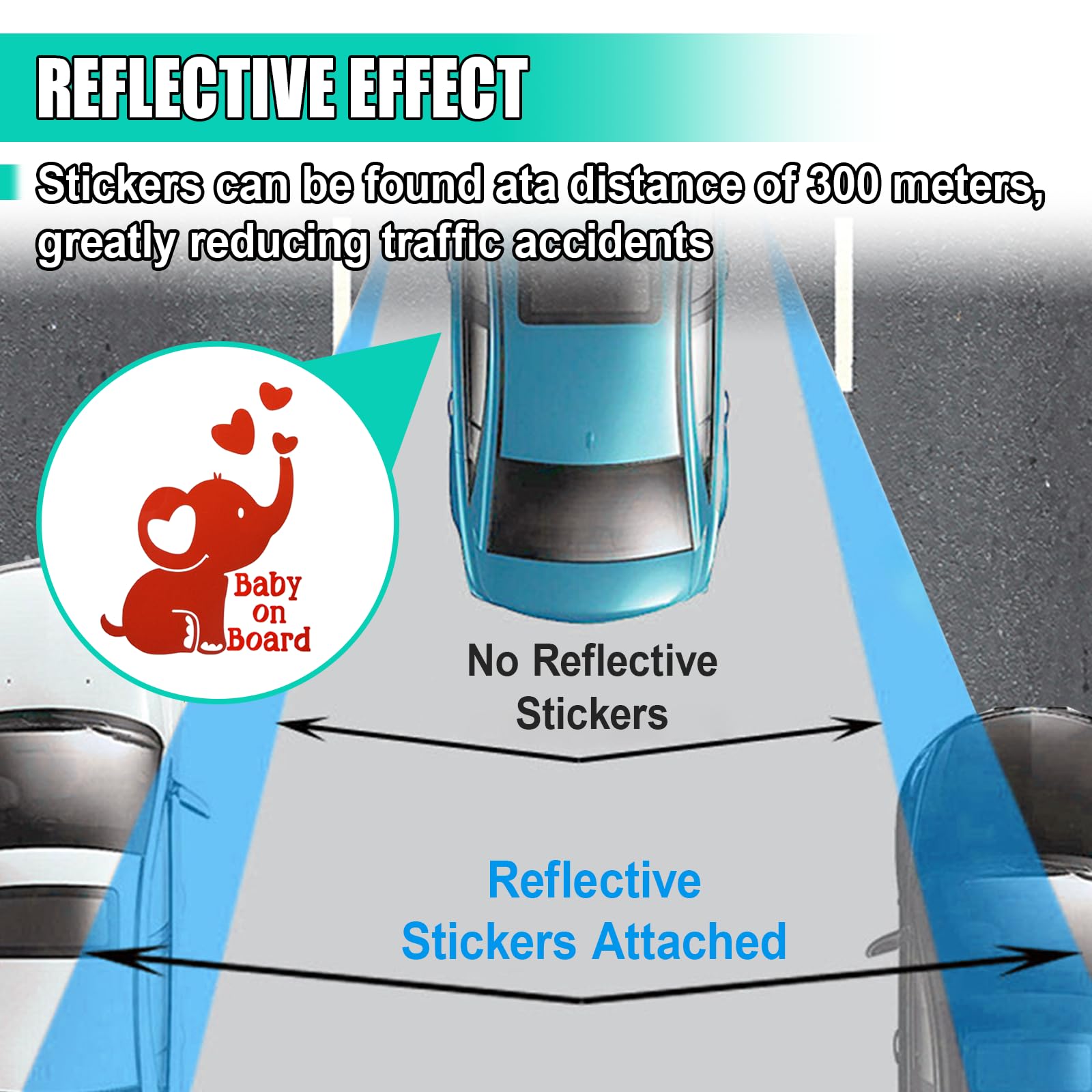 Baby on Board Elephant Car Sticker Decal Cute Reflective Vinyl Auto Safety Warning Signs Decals Decoration Waterproof Cars — view 4