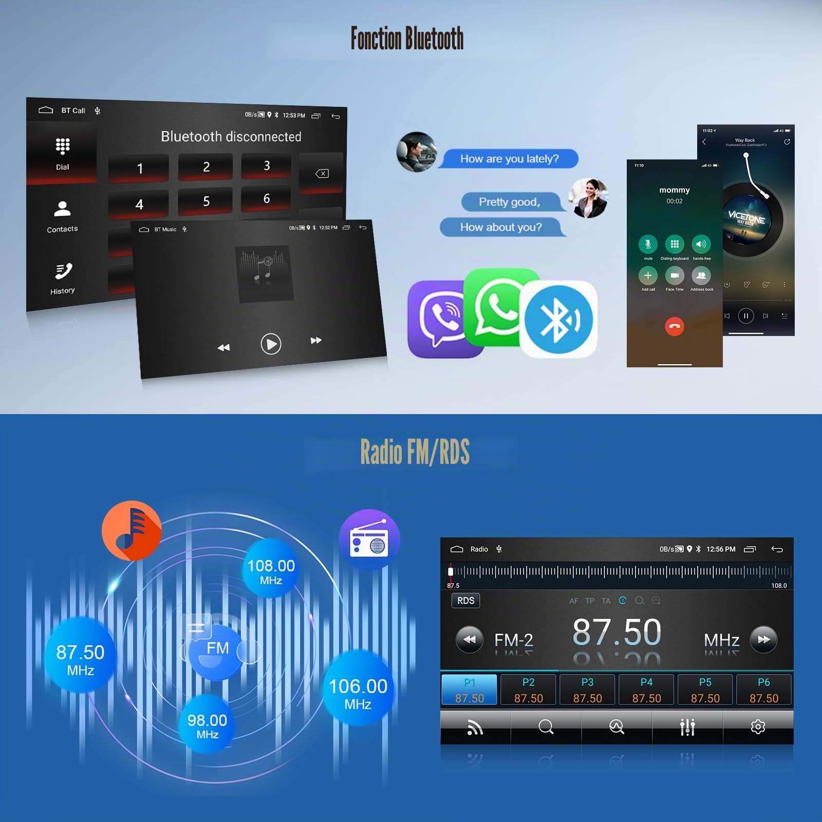 OiLiehu 2G+64G Android 13 Autoradio pour Renault Dacia Sandero 2 B52 2012-2019 avec CarPlay Android Auto sans Fil, 9“ IPS Écran Tactile avec GPS WiFi Lien Miroir Bluetooth FM/RDS EQ SWC Caméra Arrière