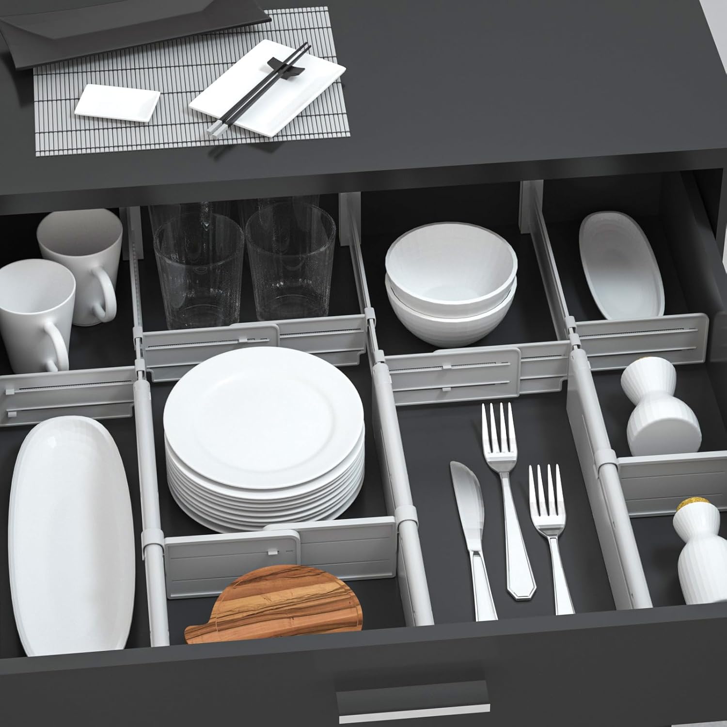 HiYZ Expandable Drawer Dividers with Inserts Large