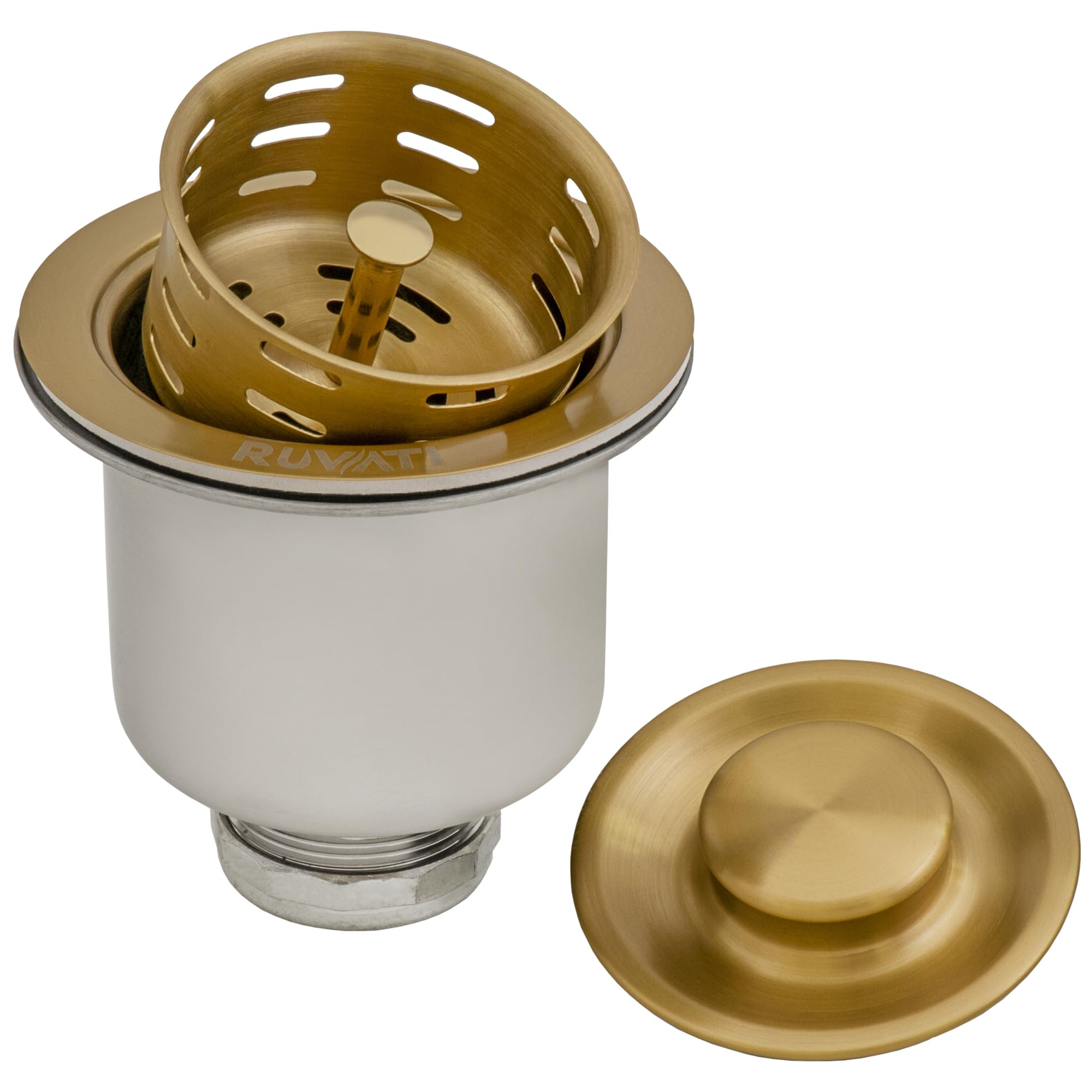 Ruvati Deep Basket Strainer Drain for Kitchen Sinks All Metal 3-1/2 inch - Gold Satin - RVA1027GG