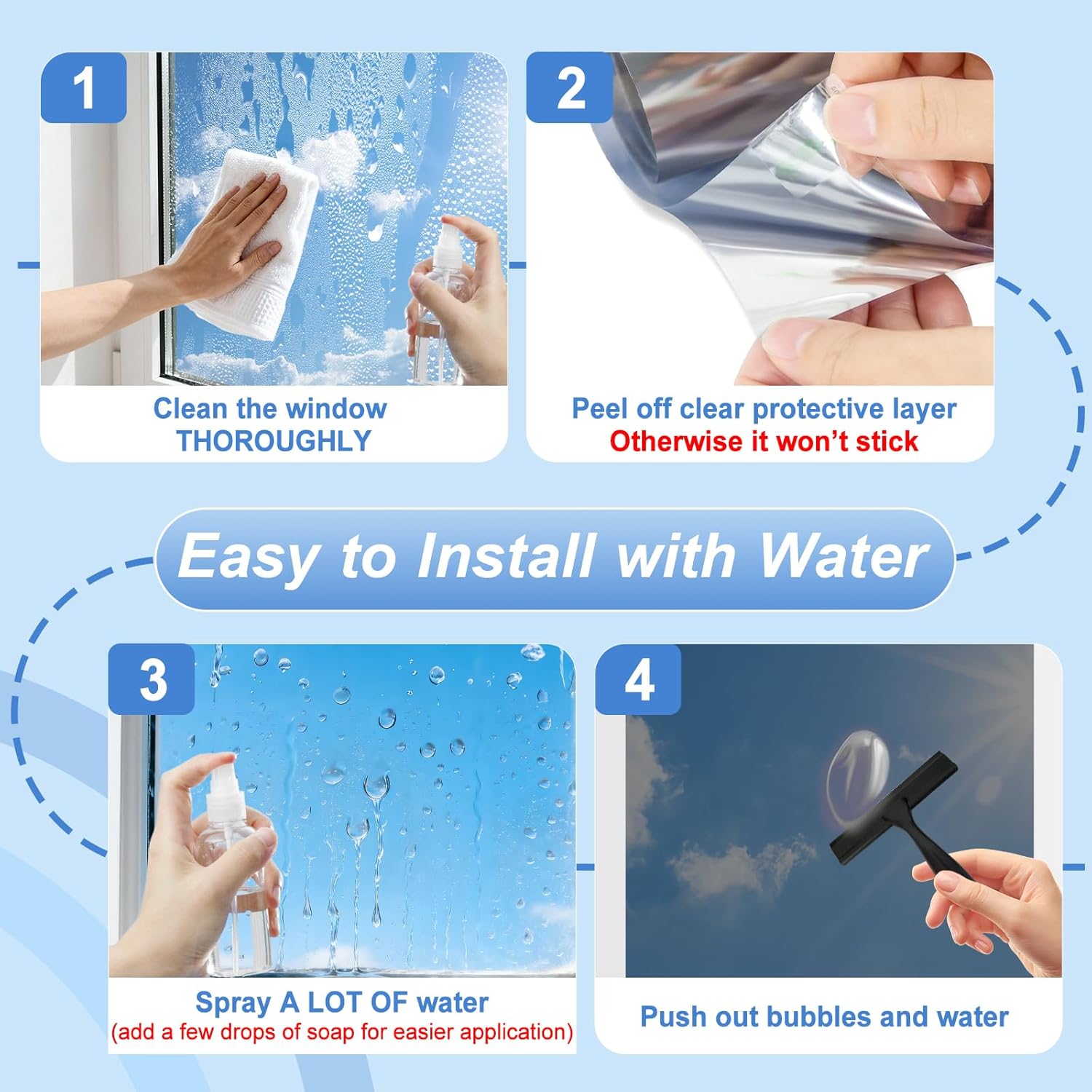 Window Tint for Home, Black Silver, 29.5 X 157.4 inch