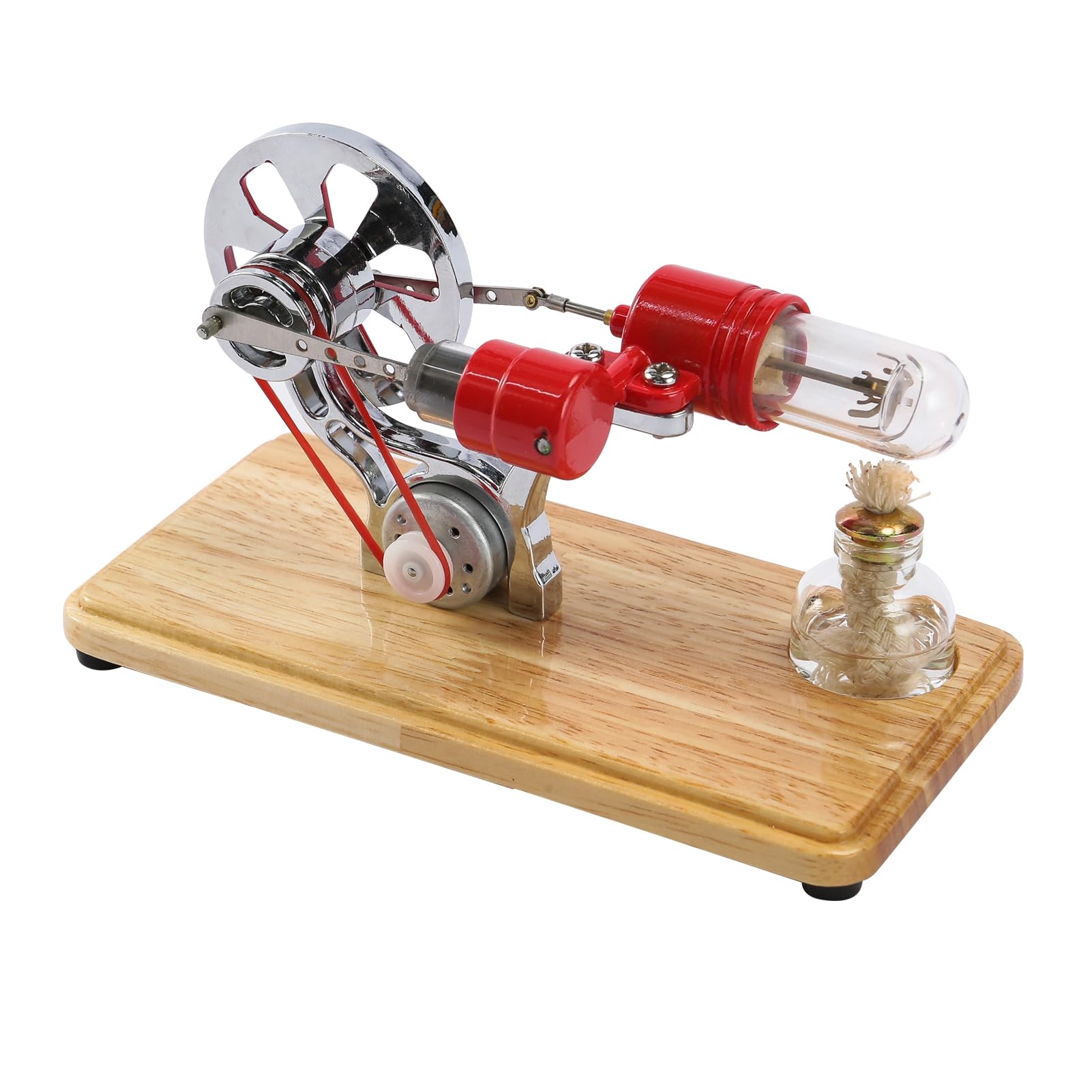 Moteur Stirling Machine à Vapeur avec Plaque de Base en Chêne et Lumières LED Kit Moteur Stirling moulé par Goutte à Goutte