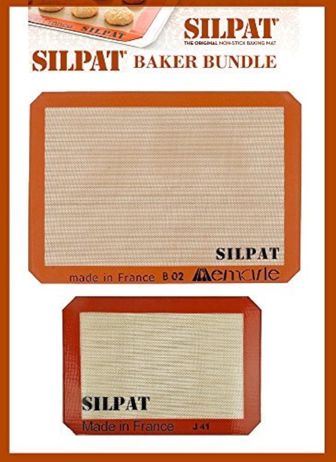 SilpatBakers Bundle (US Half Size 11 5/8" x 16-1/2" Silicone Baking Mat Bundled with & 8-1/4 x 11-3/4" Jelly Roll)