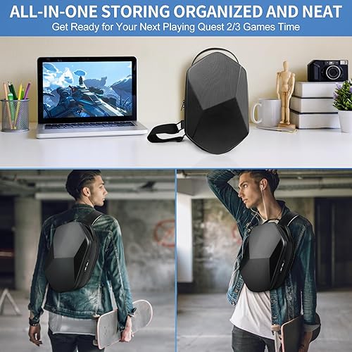 Miniatura 7 de PECOOVR Fashion Hard Carrying Case for Quest 3Quest 2PS VR2Pico 4Pico 3, Expandable Capacity Compatible with KIWIBOBOVRYOGES Elite Head Strap,