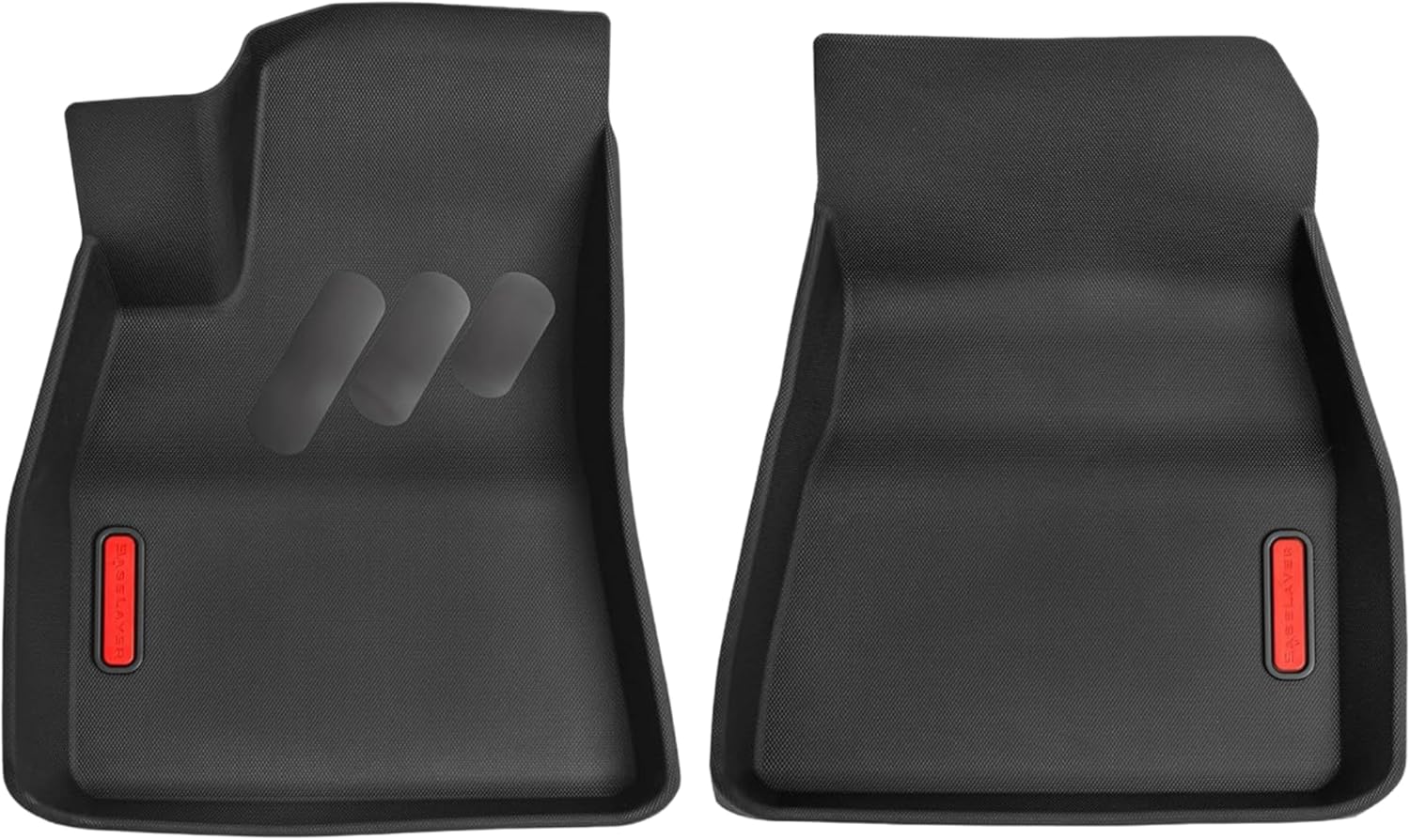 BaseLayer Front Floor Mats for Tesla Model 3 (2017-2023) - Custom Fit Waterproof Floor Mats, Durable All-Weather Mats - Made in USA (Red Logo) 2-Piece Red