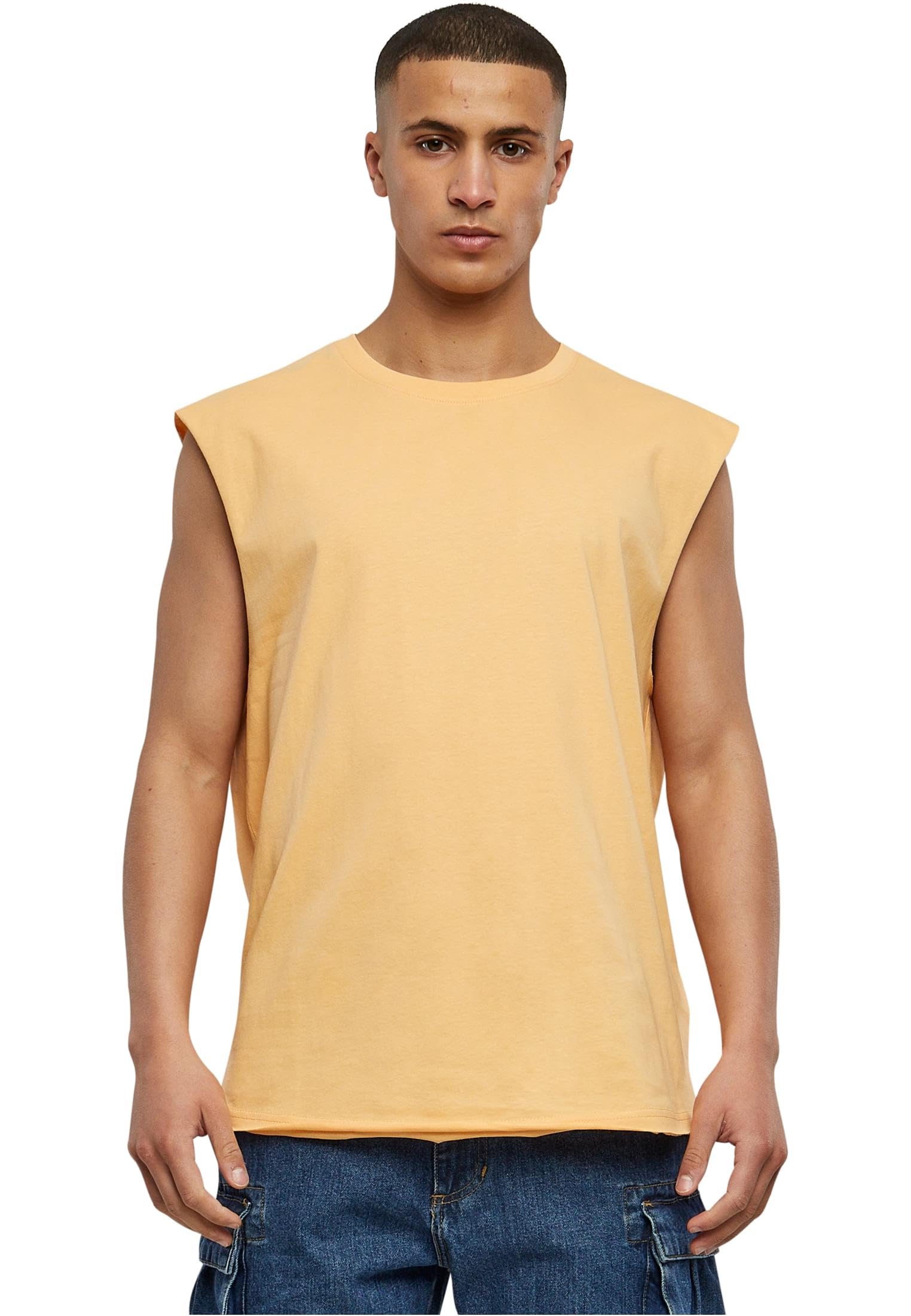 Urban Classics Men's Open Edge Sleeveless T-Shirt, Available in Many, Sizes S to 5XL, Pale Orange, XXXX-Large