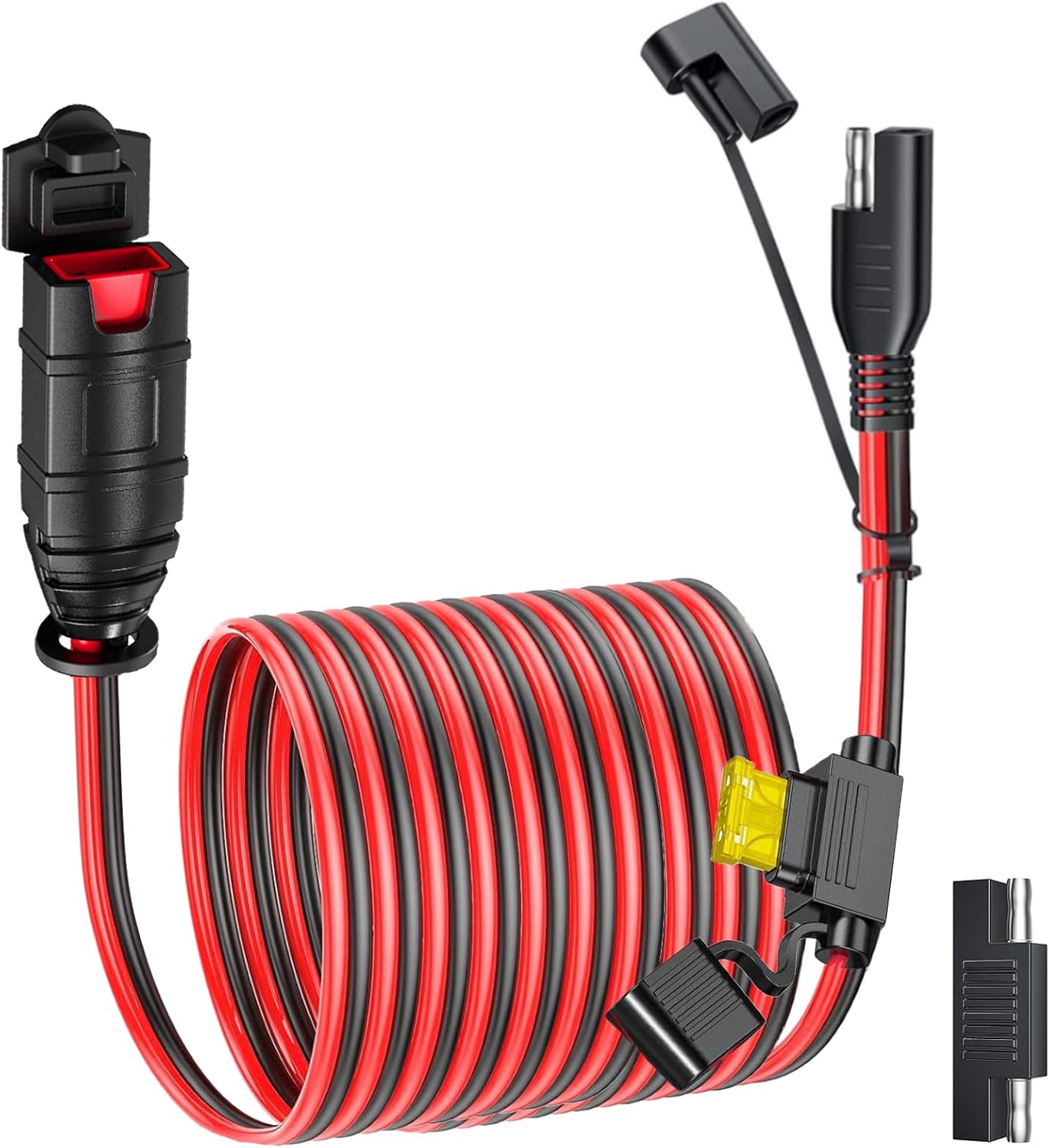 SAE Extension Cord Compatible with NOCO Genius Smart Battery Chargers, 16AWG SAE Adapter with 20A Fuse Waterproof Plugs, SAE Connector Cable for Motorcycle/ATV/UTV/Auto/Car (10FT)