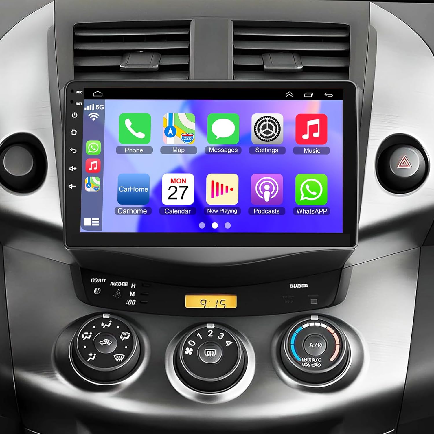 4G+64G Car Stereo Radio Upgrade for Toyota RAV4 2007 2008 2009 2010 2011 2012, 9 Inch QLED Touch Screen/Android13/WiFi/Wireless CarPlay Android Auto/GPS/FM/SWC/Bluetooth/Backup Camera for RAV4 Radio