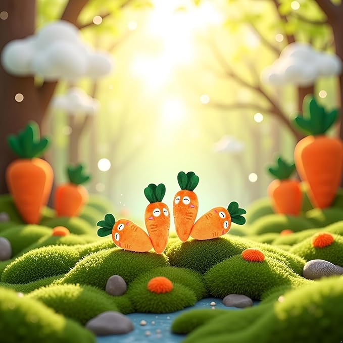 4 Juguetes Suaves para Perros Zanahoria con Chillido miniatura 3