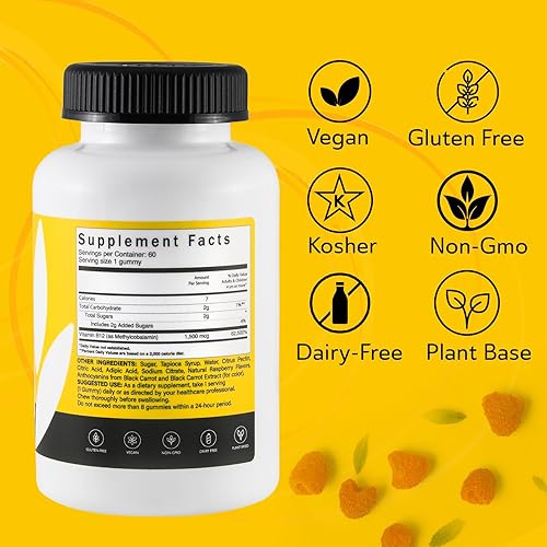 Miniatura 5 de Chewable Calcium + Vitamin D3 Gummies  Vegan Vitamin Supplements for Bones & Teeth Support, 1000 IU Gluten and Dairy Free - Kosher(60Gummies)