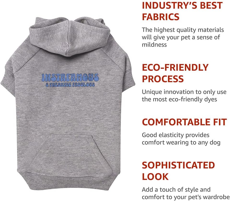 Instafamous Dog Hoodie with Pocket - Freaking Fabulous - Quote Design - Black, XL