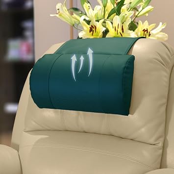 Recliner Pillow Breathable Perforated Leather with Adjustable Non-Slip Memory Foam, Ultimate Neck & Head Support for Home, Office, Travel,Teal