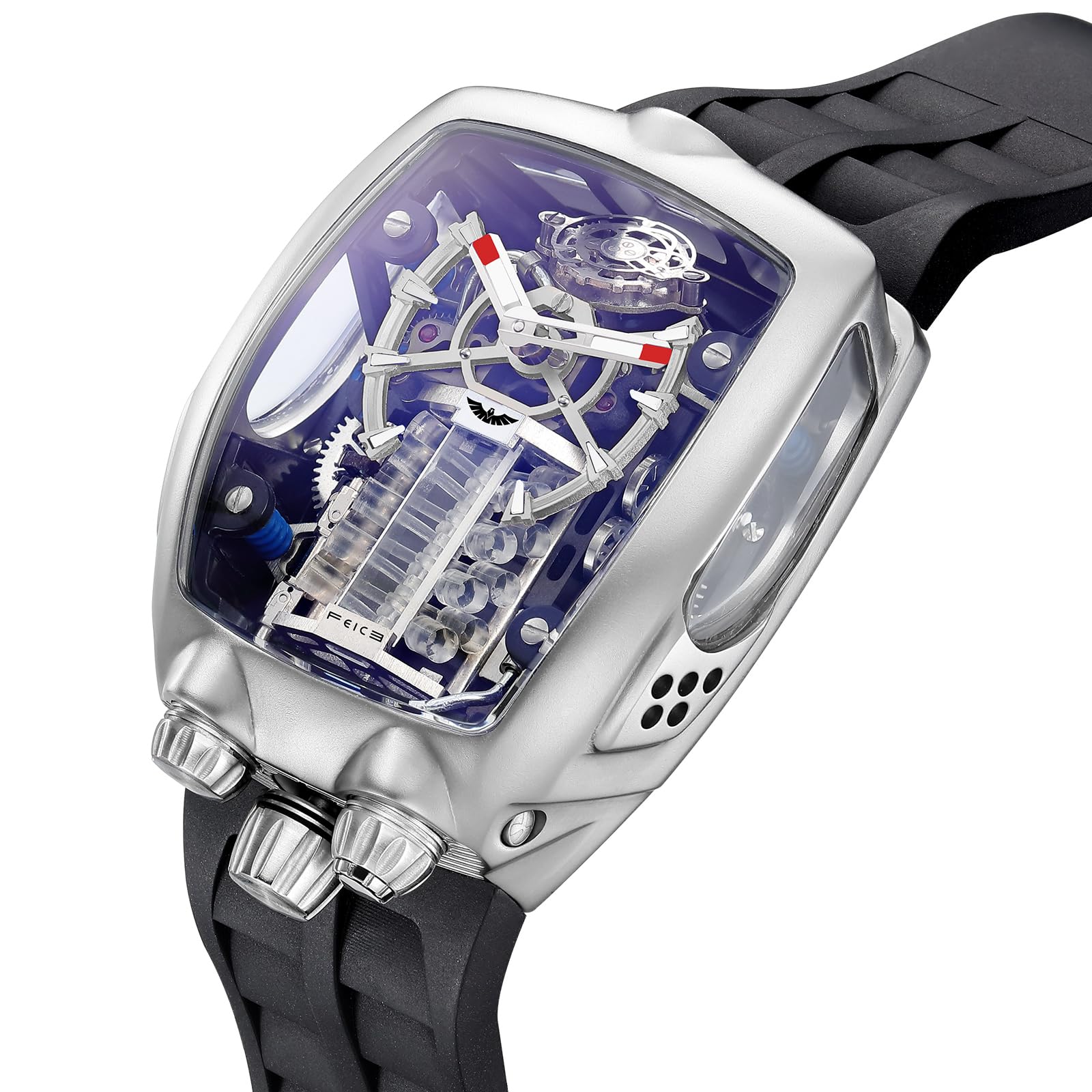 FEICE FM666 Orologio Uomo Scheletro Grande Cassa Orologio Meccanico Orologio Automatico da Uomo Nero