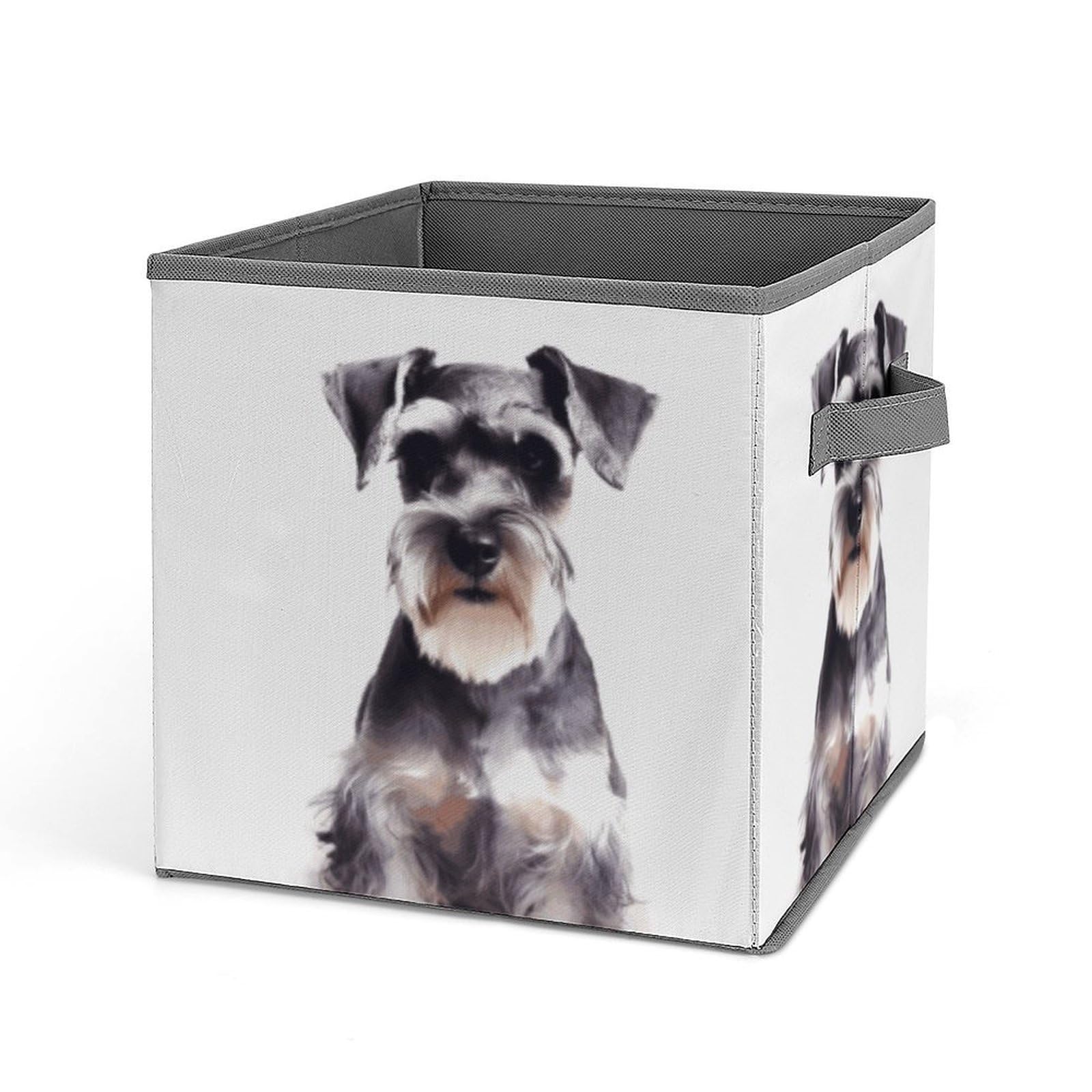 VstaDank Well Behaved Schnauzer Storage Bin Collapsible Storage Cubes Organizer Oxford Cloth Storage Box with Dual Handles Large Stackable Closet Storage Bins for Sheets Hat Sweater