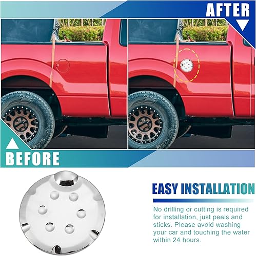 Miniatura 4 de X AUTOHAUX Cubierta de tapa de llenado de tanque de combustible cromada para Ford F-150 2009-2014, cubierta de llenado de puerta de gas, tono