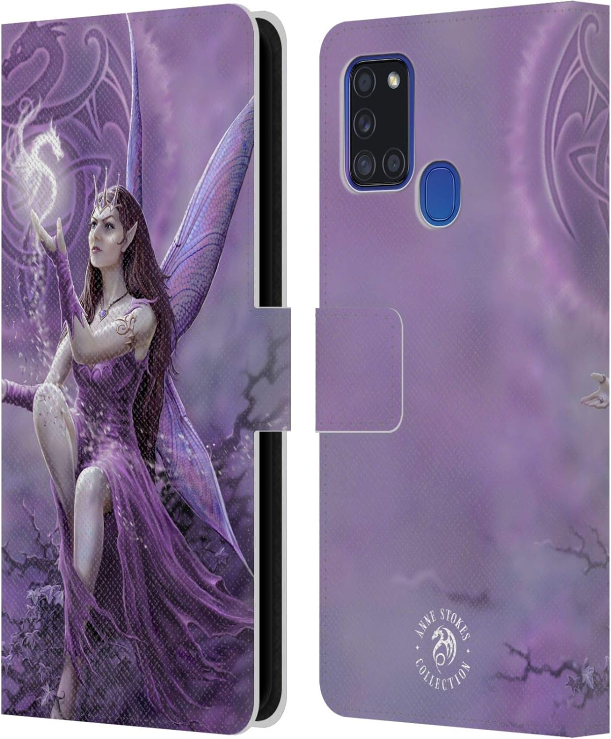 Head Case Designs Officially Licensed Anne Stokes Mystic Aura Fairies Leather Wallet Case Compatible with Samsung Galaxy A21s (2020)