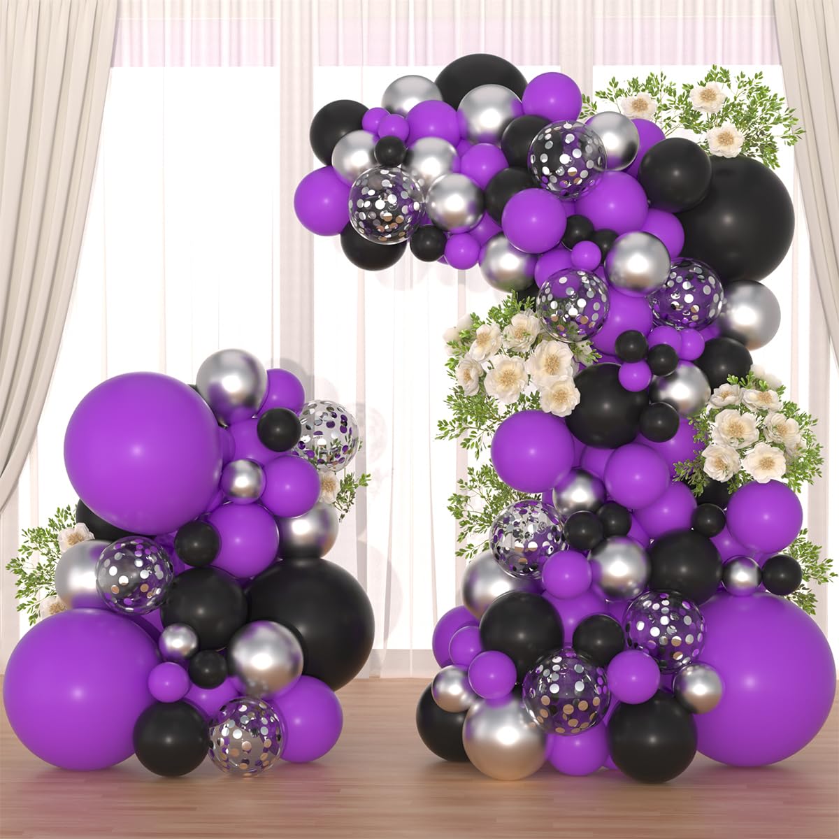 Ballons violets noirs argentés pour arche de remise de diplôme - 8