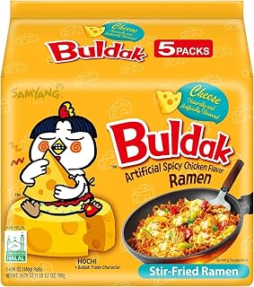 Samyang Hot Chicken Flavour Buldak Noodles Cheese Halal 140g (Pack of 5)