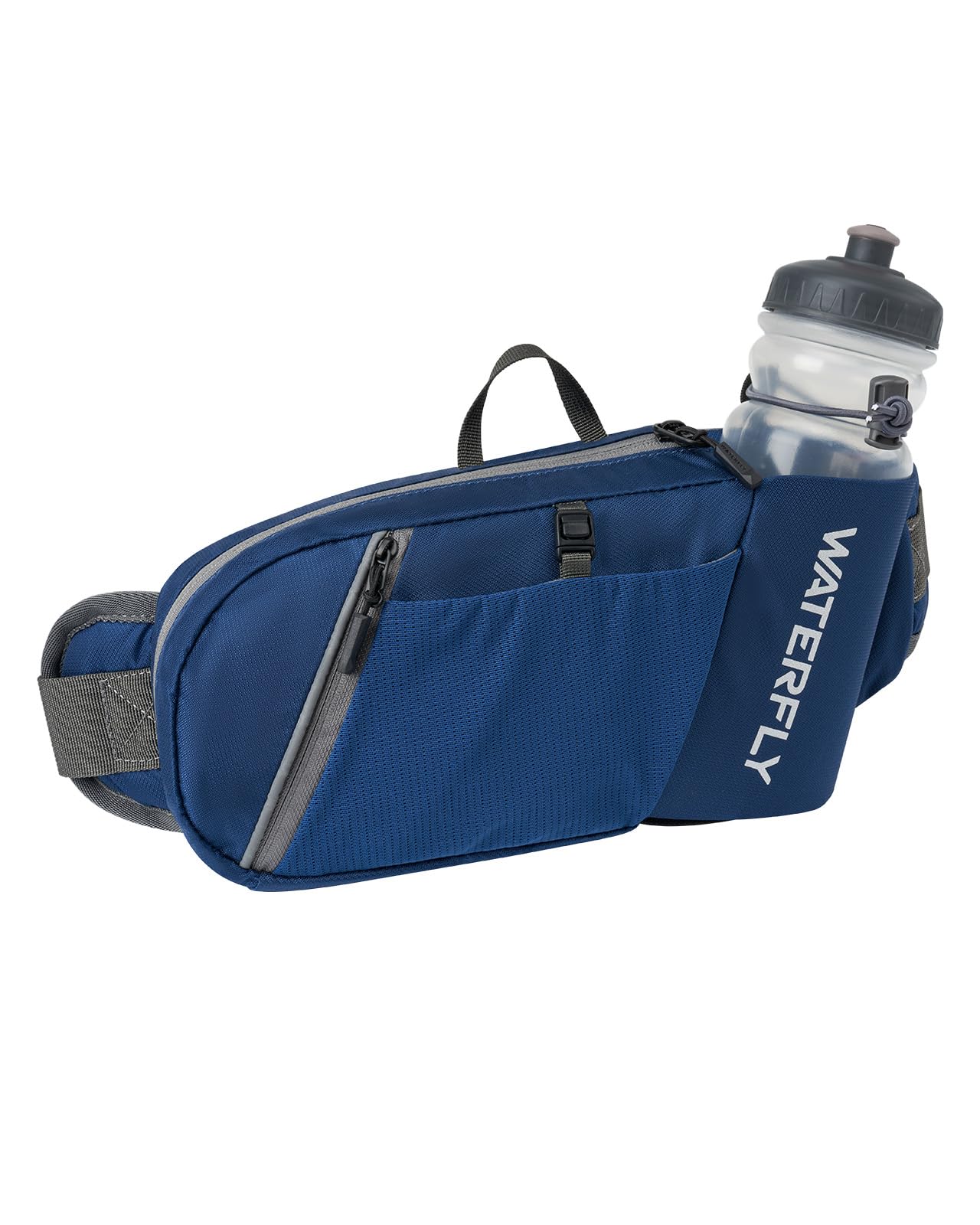 WATERFLY Fanny Pack Waist Bag: Hiking Water Bottle Holder with Strap Waist Pack for Women Men Hydration Hip Packs for Running Walking Traveling-Blue