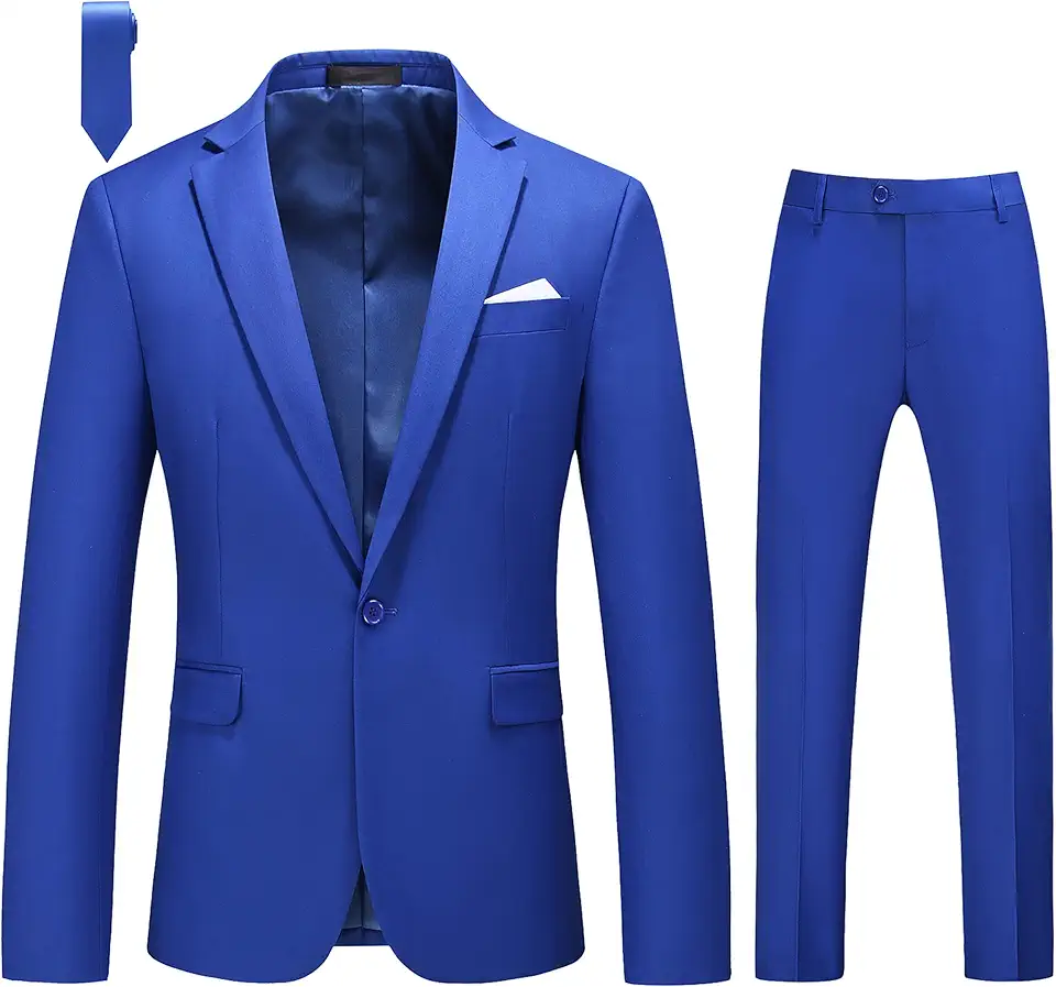 Conjunto de 2 peças de smoking masculino slim fit, jaqueta e calça de um botão para casamento, formatura e eventos formais