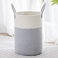 Vista 50 de VIPOSCO Cesta de lavandería grande, cesta de almacenamiento de cuerda tejida alta para mantas, juguetes, ropa sucia en la sala de estar, baño, Blanco