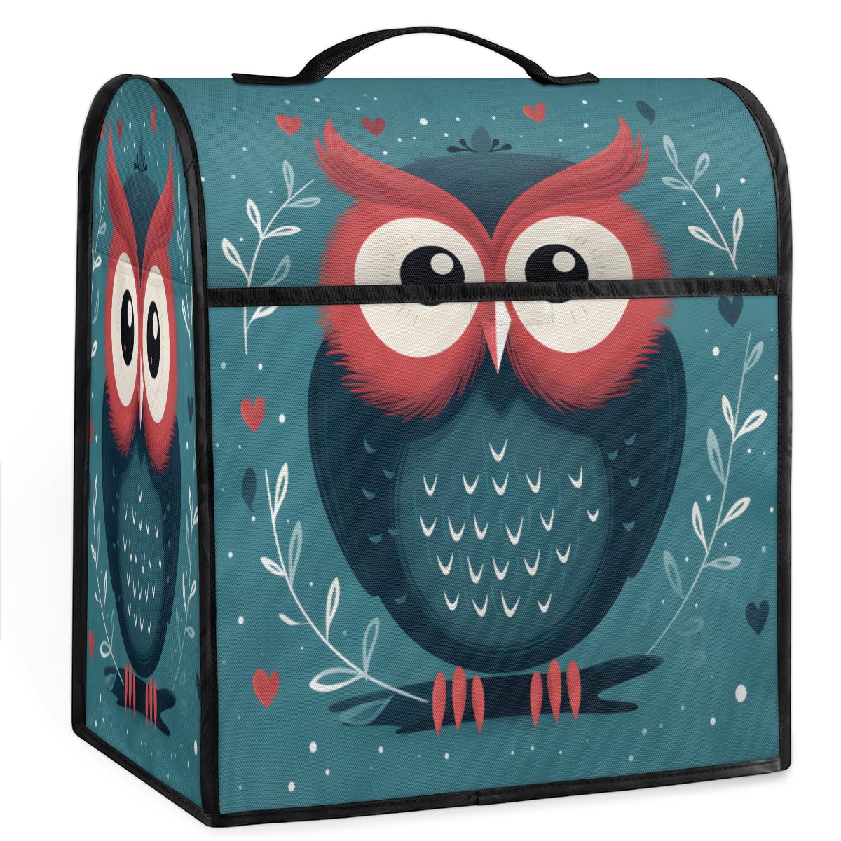 Coffee Maker Cover Cartoon Owl Kitchen Appliance Covers Small Appliance Covers Blender Cover Juicer Cover Dust Covers for Kitchen Appliances with Top Handle and Pockets,Washable,B358