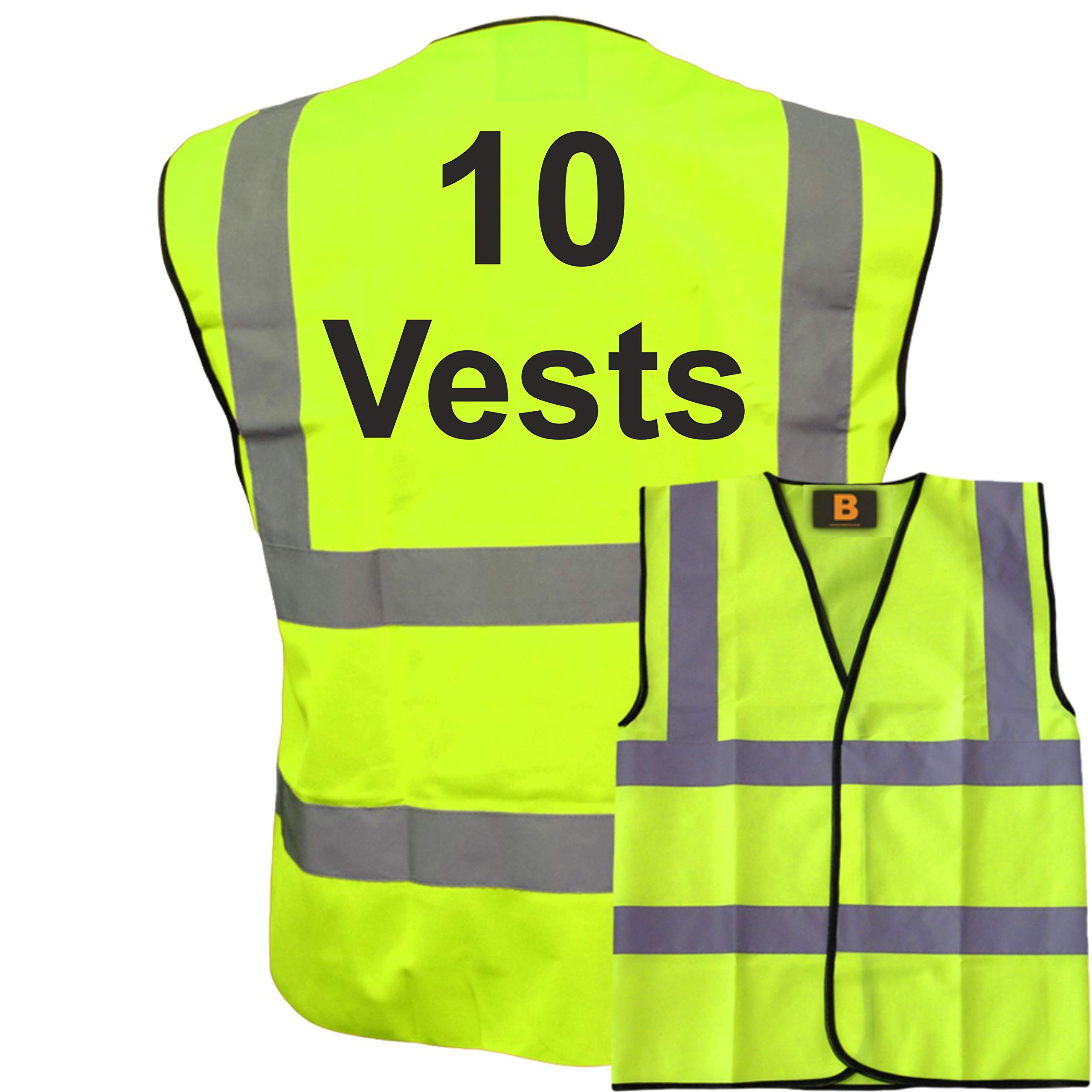 10 Yellow Hi Vis Safety Vests, Conforms to EN20471, Bulk Discounts, Brook Hi Vis Vest
