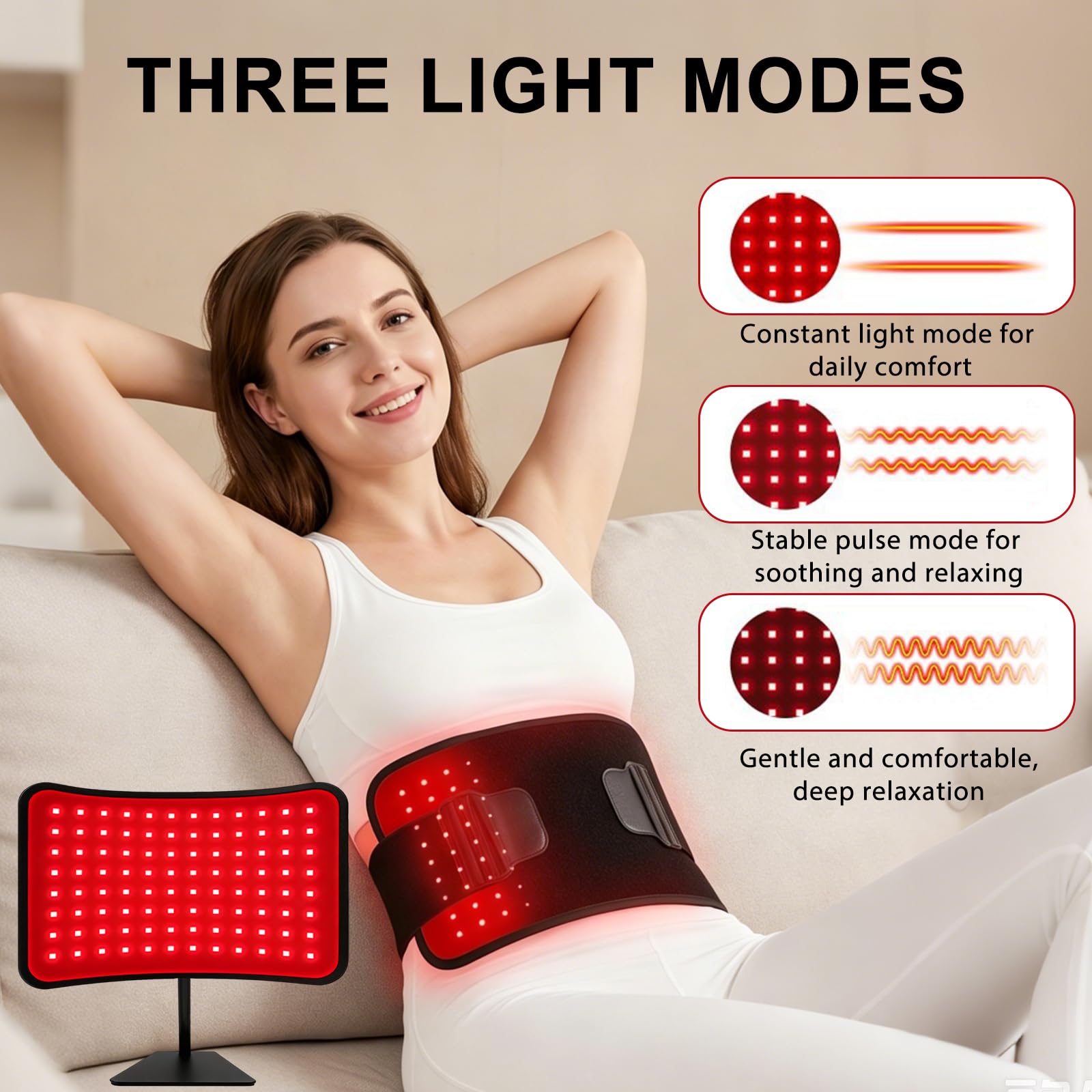 Terapia della luce rossa per viso e corpo, pannello 2 in 1 con cinghia, lampada per terapia a infrarossi vicini da 660 nm e 850 nm, con telecomando, 5 livelli di luminosità e timer, regalo per donne e