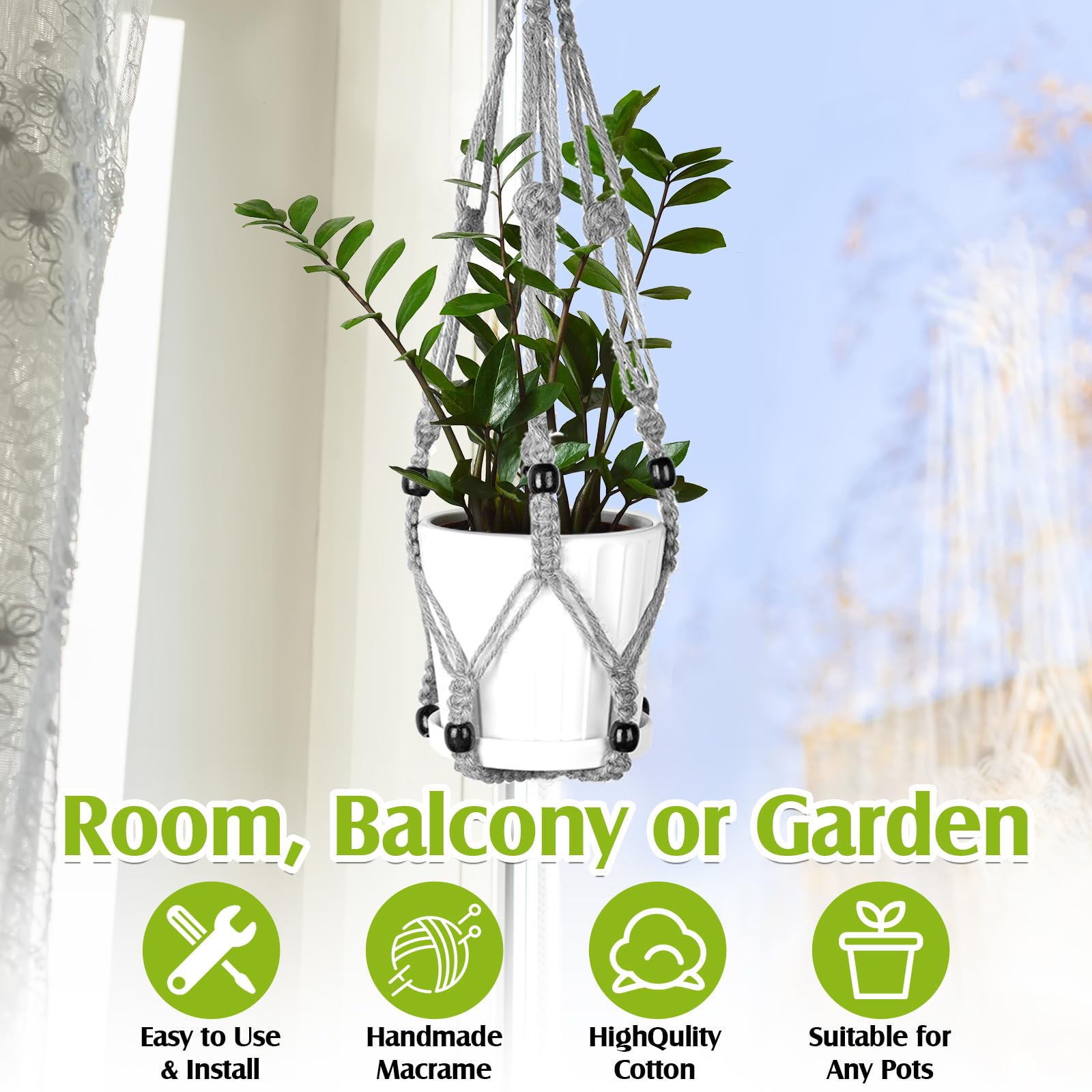 Snapklik.com : Hoteam 12 Pcs Macrame Plant Hangers Macrame Hanging ...
