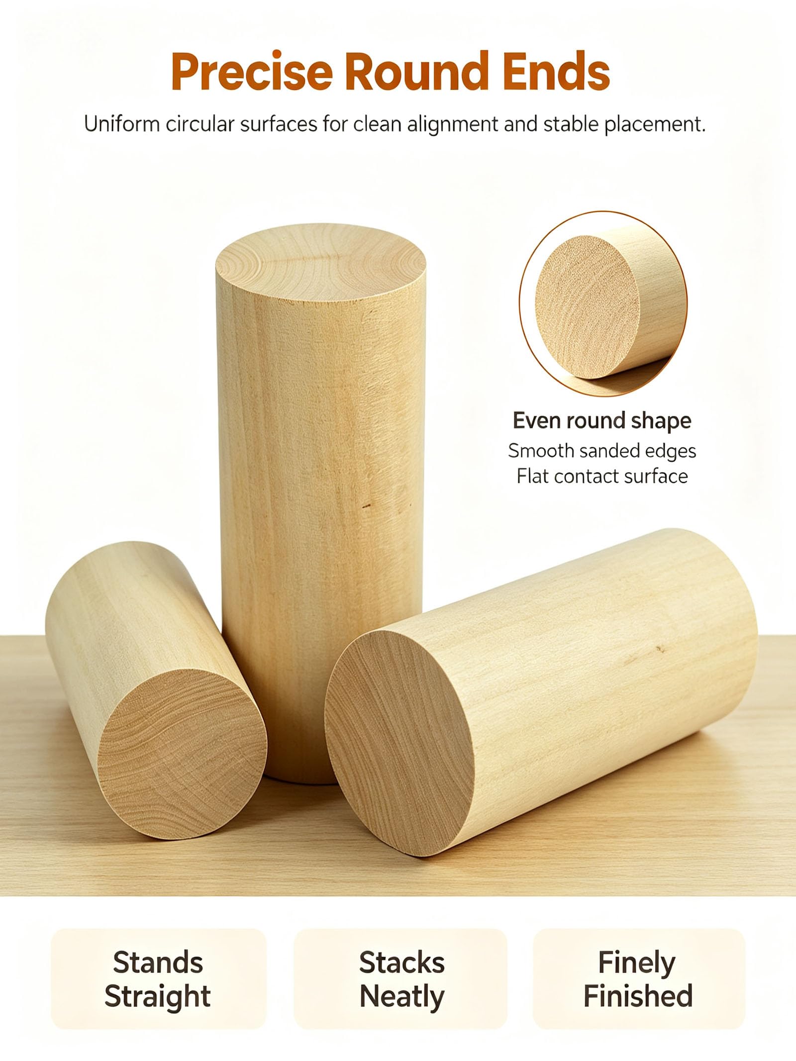 Dxcaicc Cilindros de Madera Maciza (Paquete de 5), Adecuados para Manualidades,Diameter 4*Height 8 cm（5PCS