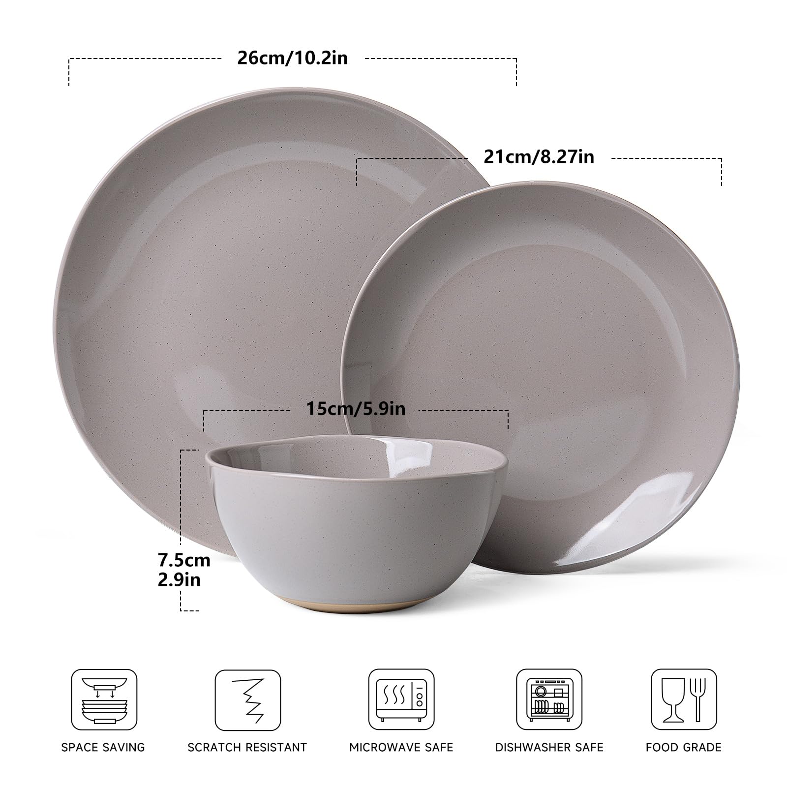 Amazon.com | ALOFMO Dinnerware Sets for 4, 12 Pieces Stoneware