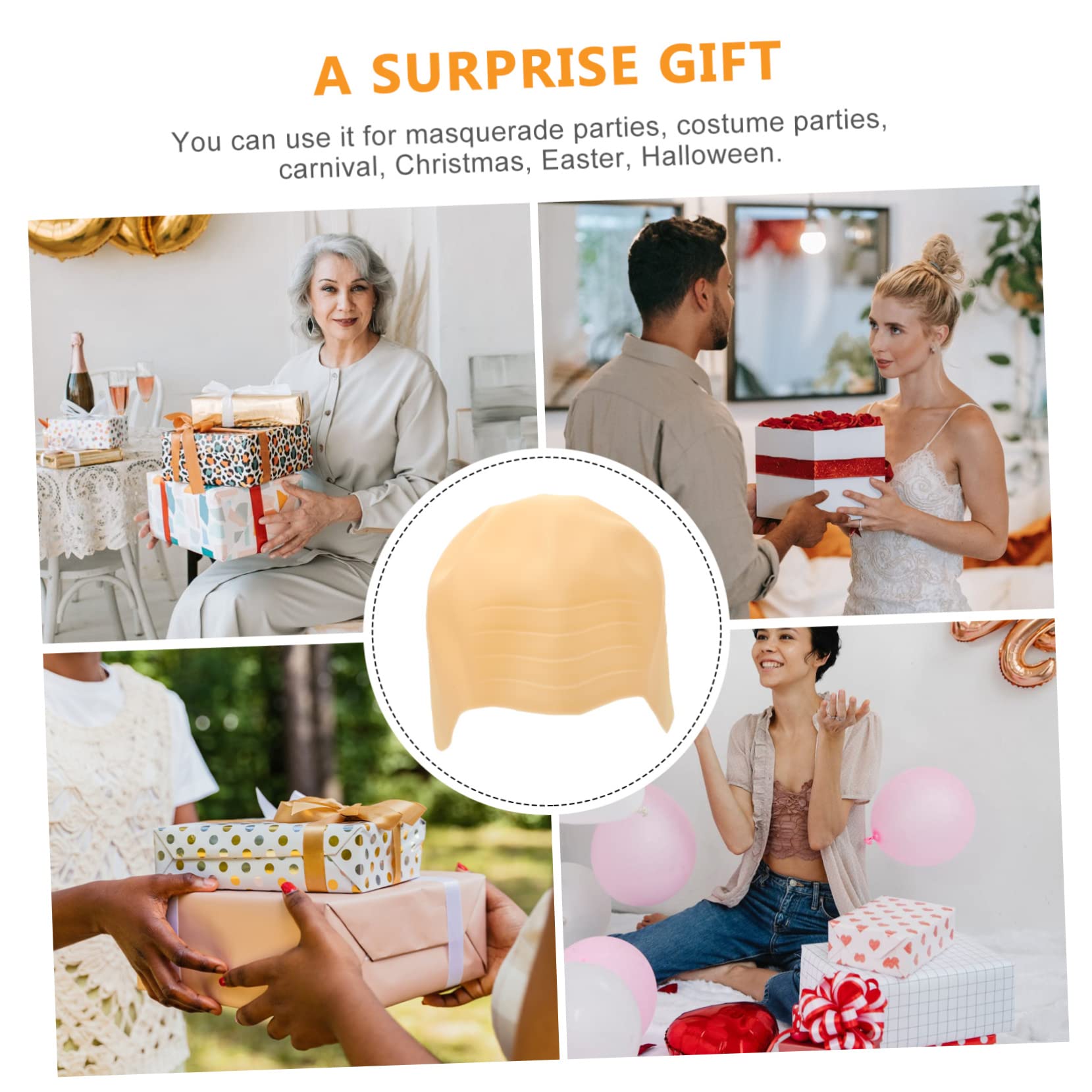 IWOWHERO 3pcs Adults Bald Cap Silicone Bald Head Cover Flexible for Cosplay and Dress up