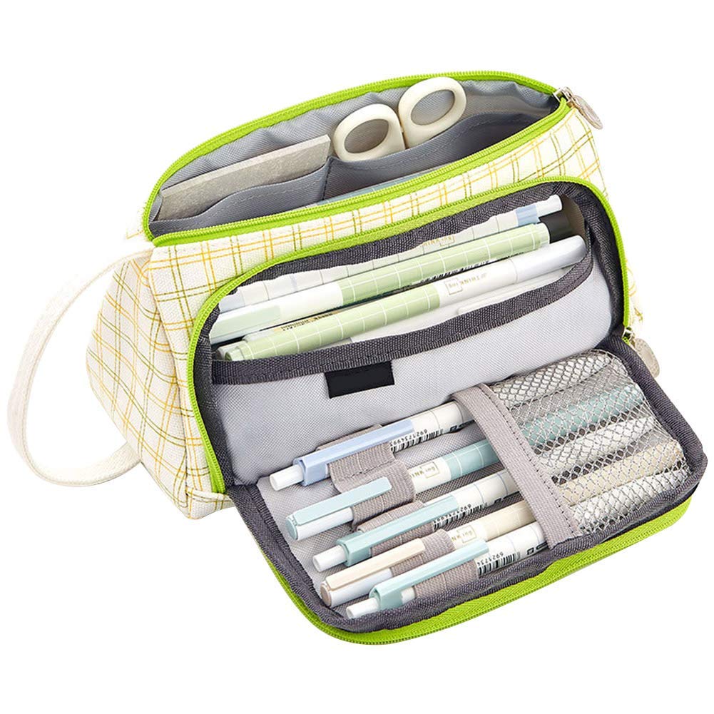 Venus valink Plaid Pencil Case Multifunction Portable Large Capacity Simple Pen Storage Bag, Portable School Stationery Pouch Pencil Box for Boys Girls Student