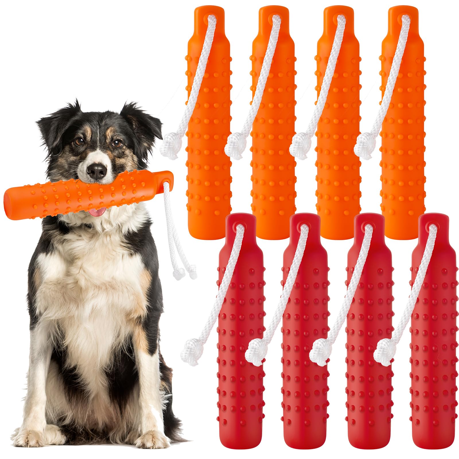 Blueweenly Orange and Red Dog Bumper Toy Training Dummy, 8 Pcs