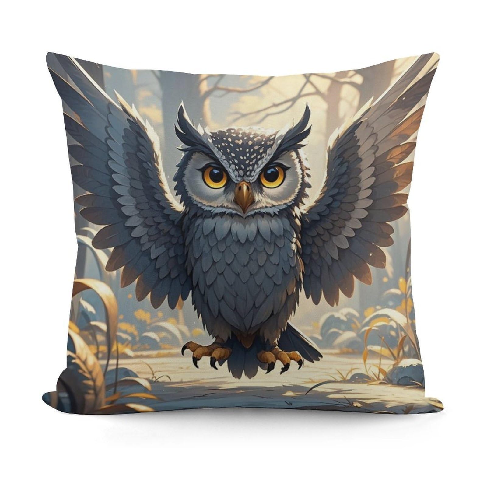 VstaDank Anime Owl Throw Pillow Covers 18x18 Inch Soft Couch Home Decor Cushion Cover Comfortable Plush Square Cushion Case Farmhouse Decorative Pillowcase for Living Couch