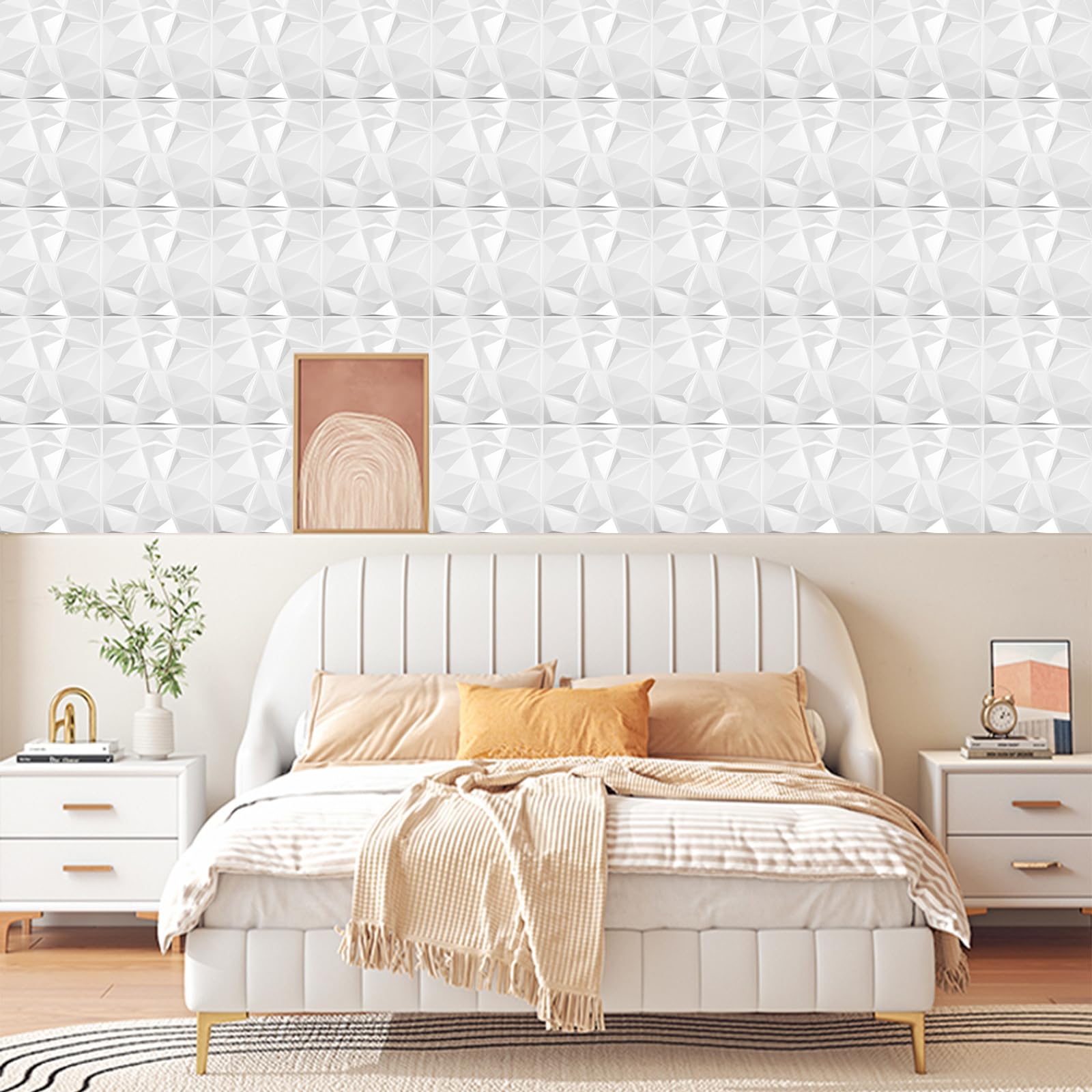 34 Stück, 3D Paneele PVC Kunststoffpaneele 30x30cm Wandpaneele Gaming Zimmer Wand Decke 3D Optik PVC 3D Platten - 3.06m² Weiß D094-1