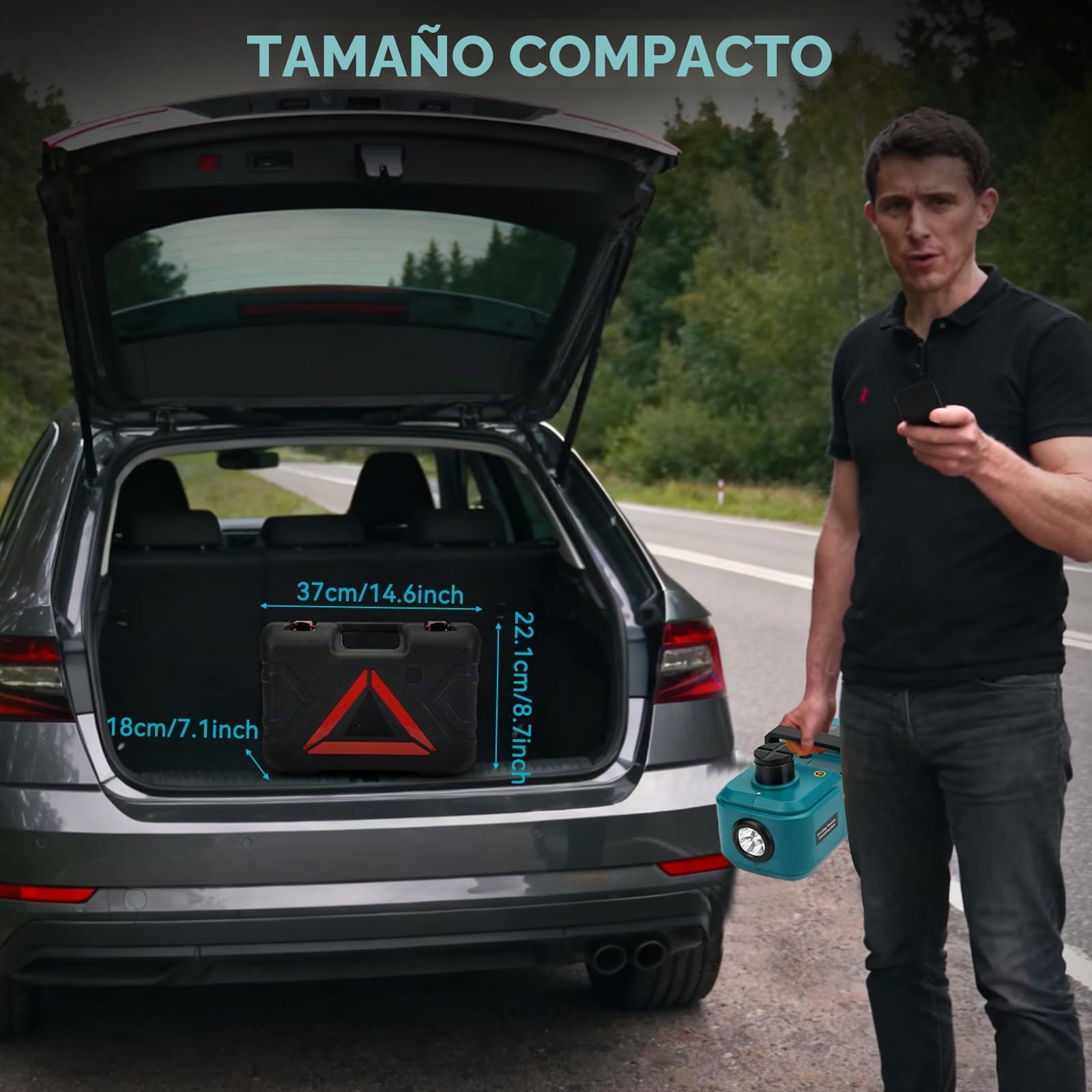 Gato eléctrico 5T, compatible con Makita 18V, gato hidráulico de batería con control remoto e iluminación LED, para SUV, coche, camión, cambio de neumáticos, rango de elevación de 15,5 a 45 cm (sin