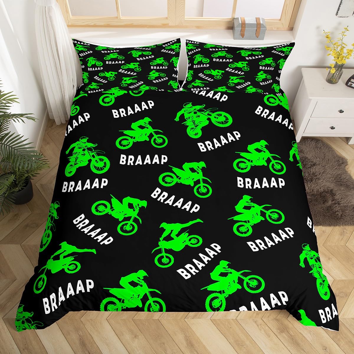 Housse de couette motocross 135x200 idéale pour la chambre d'un adolescent passionné
