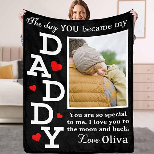FunStudio Manta personalizada para padre con foto, regalos personalizados para papá, papá, abuelo, papá, cumpleaños, Navidad