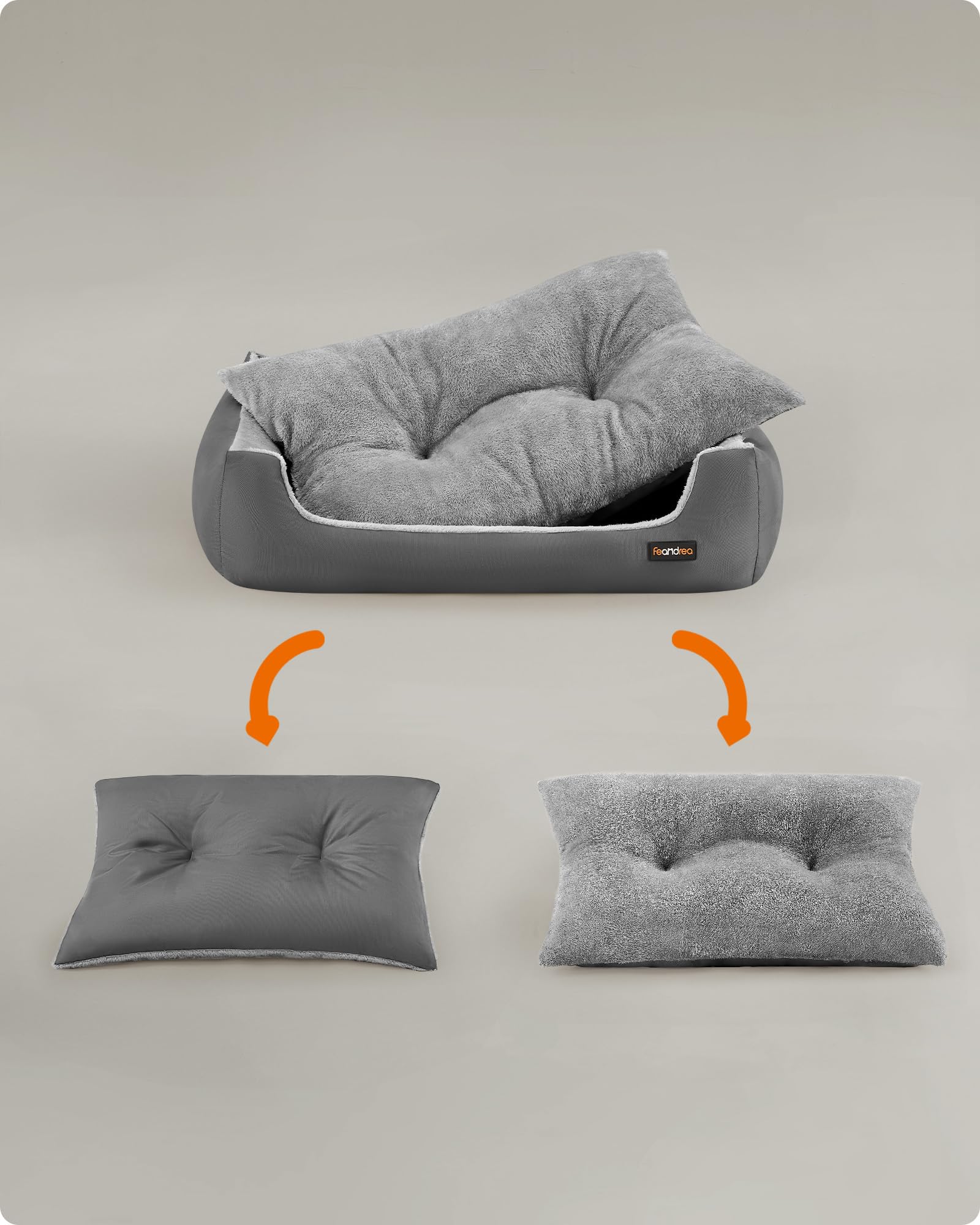 Feandrea Hundebett, Hundekorb mit Wendekissen, PGW004G02