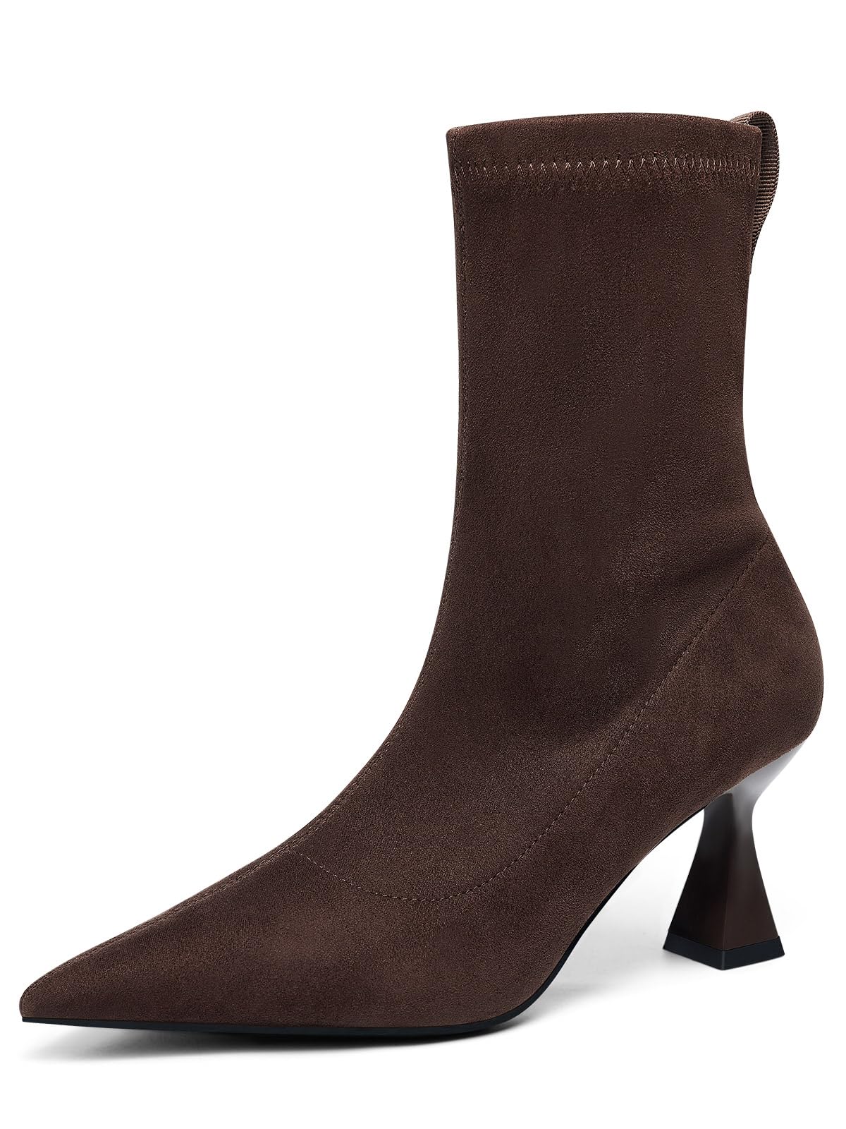 Coutgo Womens Ankle Boots Pointed Toe Low Kitten Heel Side Zipper Office Dress Fall Booties Shoes