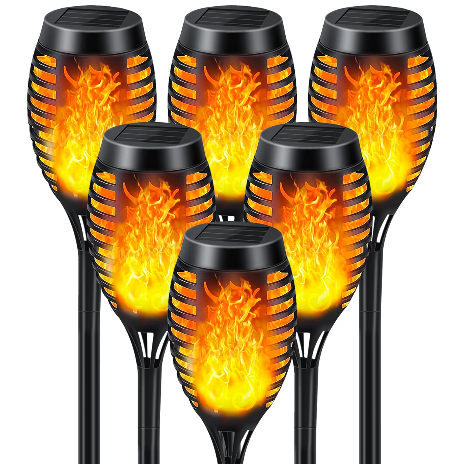 Solar Lights Outdoor 6 Pack, Solar Torch Light with Flickering Flame, Waterproof Pathway Lights