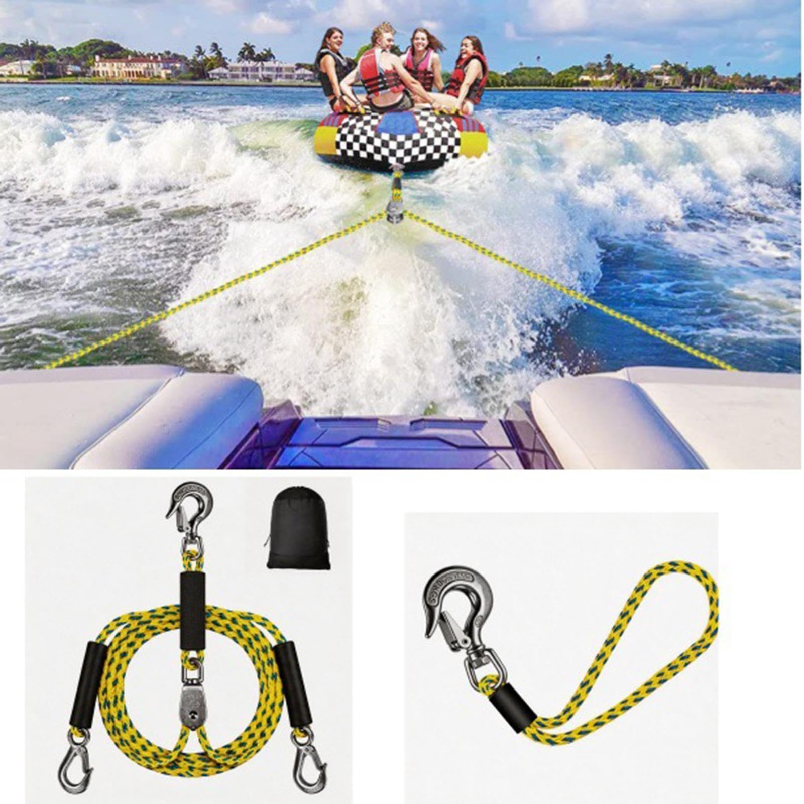 Corda di traino per barca, per sport acquatici, galleggianti, pontoni, barca, fune da traino, per sci marino, piscina, campeggio, canoa, pontone, kayak, pesca