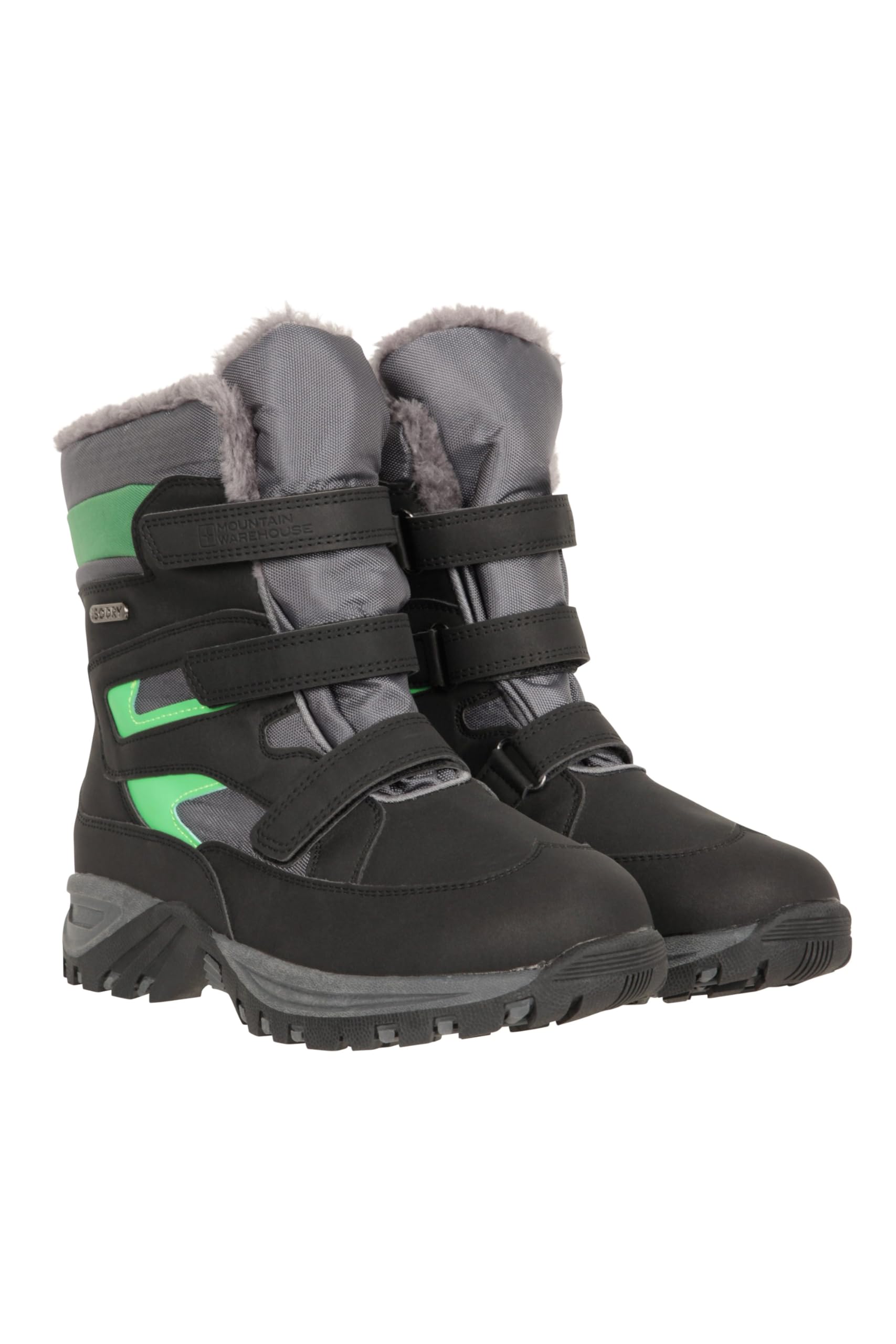 Mountain Warehouse Chill Youth Waterproof Boots - IsoTherm Kids Shoes with Rubber Outsole & Deep Lugs - Winter Skiing, Winter Sports, Walking Black Junior Shoe Size 1