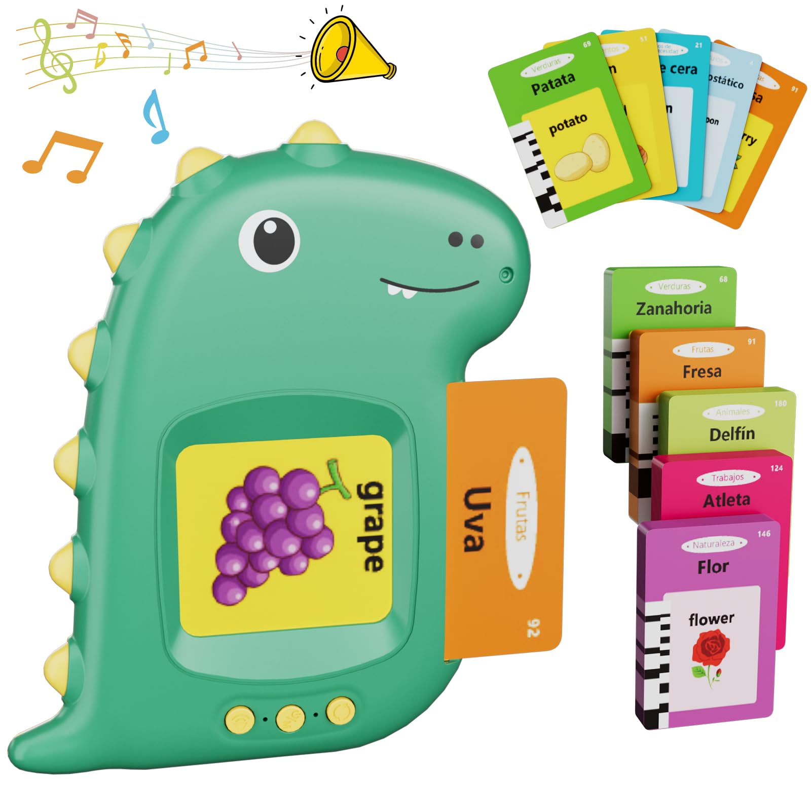 Tarjetas Flash Parlantes [112 Hojas 224 Palabras], Electight Juegos Educativos Montessori Infantiles para 3 4 5 6 Años, Tarjeta de Alfabetización Infantil, Cumpleaños Navidad (Español+Inglés)