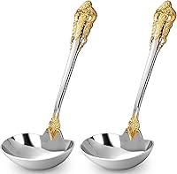 Vista 7 de KEAWELL Cucharón para salsa de lujo, acero inoxidable 18/10, acento dorado, cuchara pequeña para salsa para el hogar. Sólido y resistente, apto