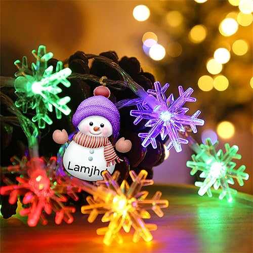 Miniatura 4 de Guirnalda de luces de Navidad personalizadas con nombre, muñeco de nieve personalizado, guirnalda de luces familiares de muñeco de nieve colorido,