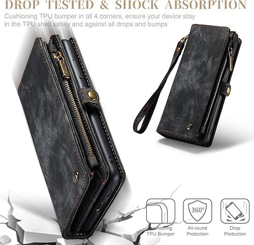 Miniatura 71 de SZHAIYU 2 in 1 Detachable for Samsung Galaxy S23 Ultra Wallet Case with Card Holder, Retro Premium Flip Leather Cover Magnetic Zipper Pocket Phone