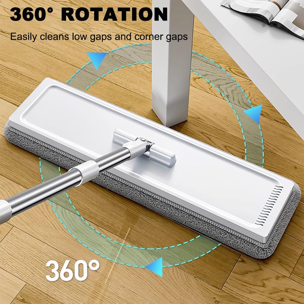 Zestaw mopów do separacji na mokro i na sucho, funkcja namaczania i wykręcania, 360 ° Spin Mop z metalowym uchwytem, 10 ściereczek do wymiany mikrofibry, wiadro do mopa domowego